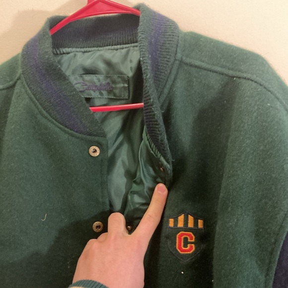 Vintage Loose Fit Green and Blue Varsity Jacket - Picture 2 of 4